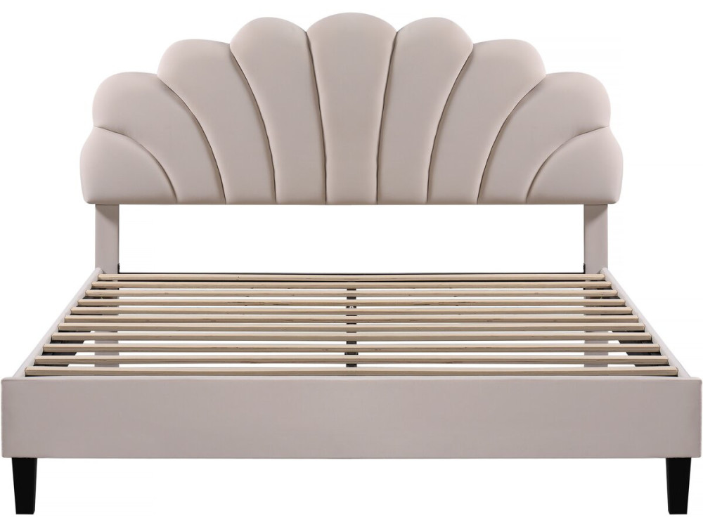 Cama de terciopelo "Manon" - Beige - 160 x 200 cm