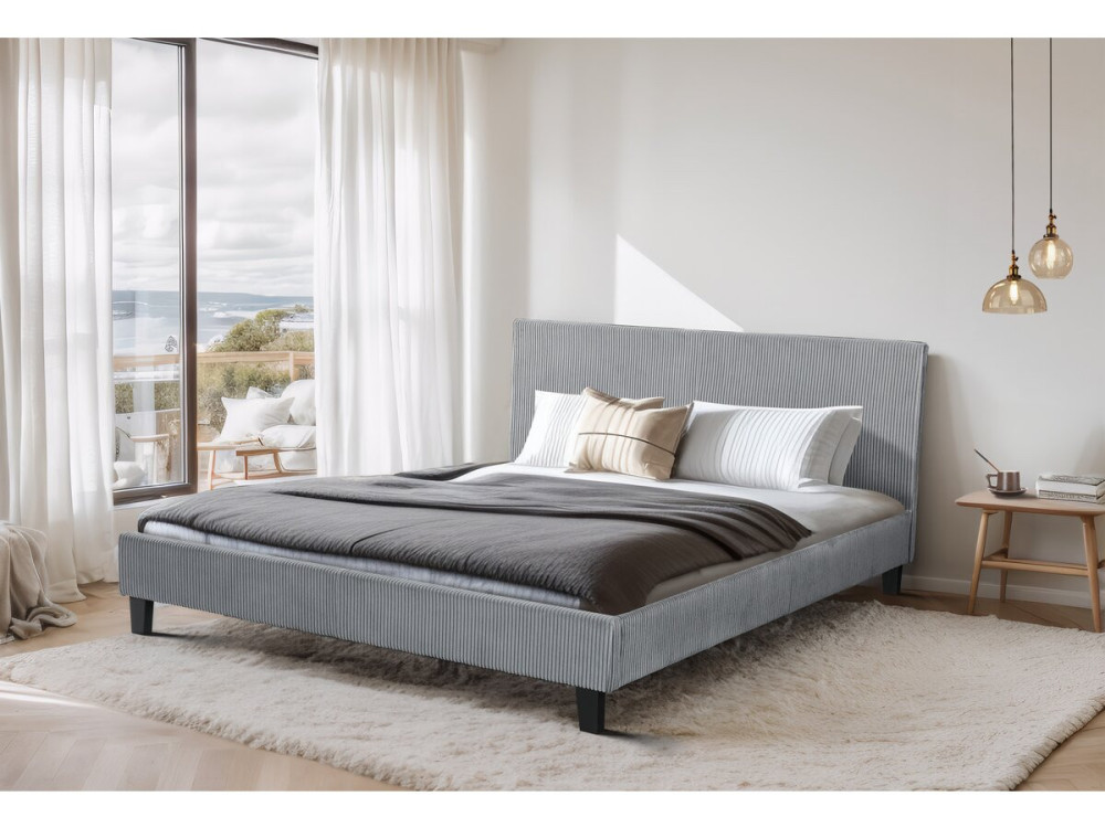 Cama de pana "Ambre" - 140 x 190 - Gris