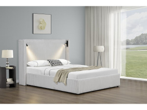 Cama doble de pana con cómoda integrada y lámpara "Cortina" - 140 x 190 cm - Beige 2