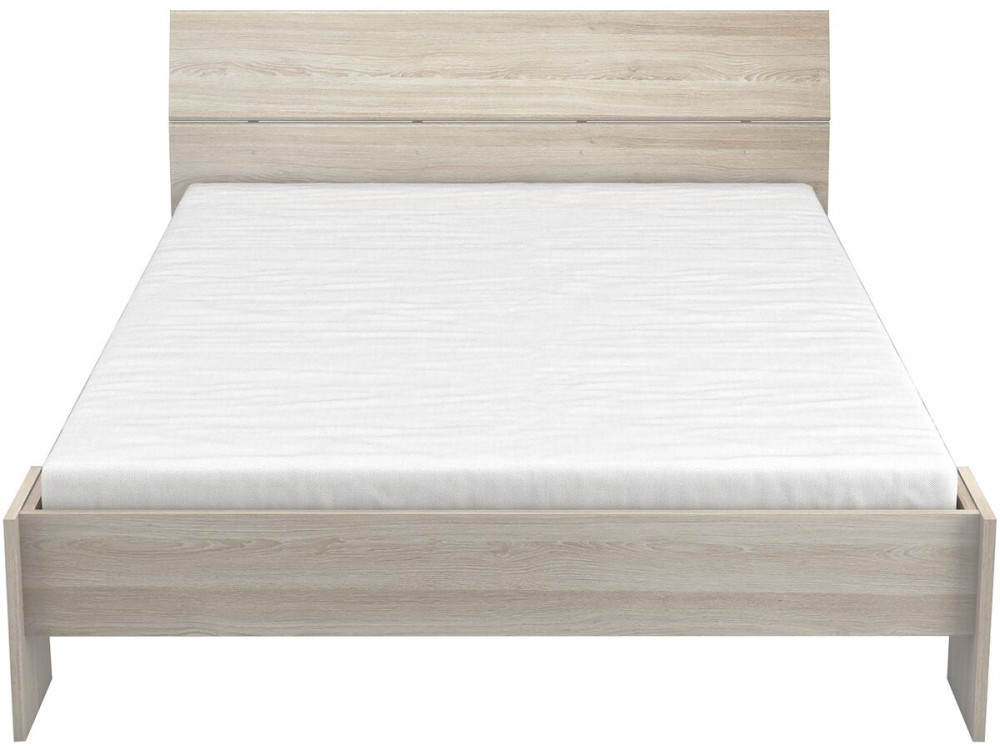 Cama doble de madera "Pricy" - 140 x 200 cm - Beige