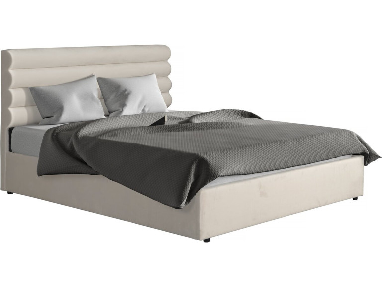Cama doble de terciopelo de diseño "Livigno" - 140 x 190 cm - Beige