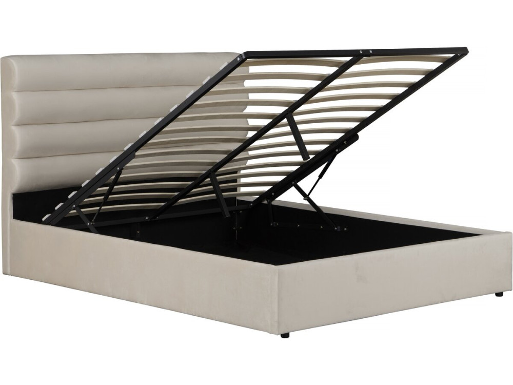 Cama doble de terciopelo de diseño "Livigno" - 140 x 190 cm - Beige