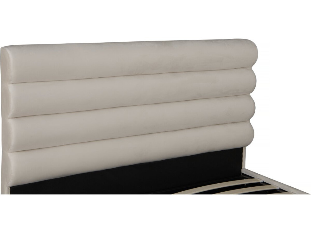 Cama doble de terciopelo de diseño "Livigno" - 140 x 190 cm - Beige