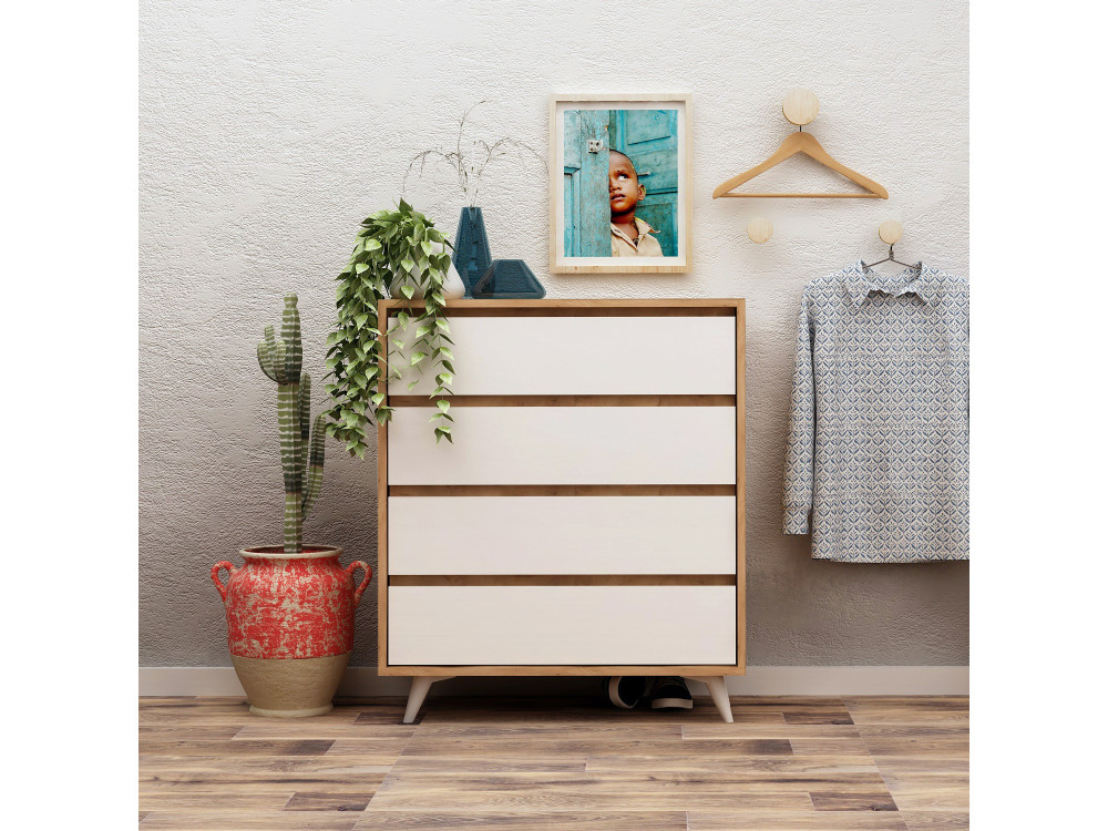 Cómoda de madera "Suvera" - 70 x 40 x 86 cm - Beige