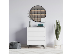 Cómoda de madera "Suvera" - 70 x 40 x 86 cm - Blanca 2