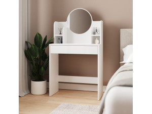 Tocador "Idis" con espejo de madera - 75 x 35 x 135 cm - Blanco 2