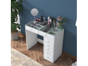 Tocador "Soma" con cajones de madera empotrados - 90 x 44 x 80 cm - Blanco 2