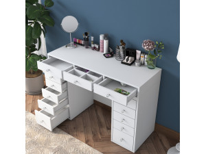 Tocador "Sena" con cajones de madera empotrados - 120 x 44 x 82 cm - Blanco 2