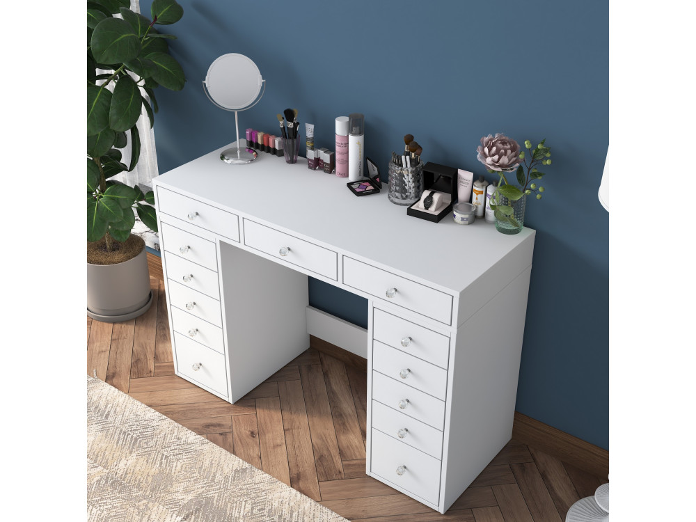 Tocador "Sena" con cajones de madera empotrados - 120 x 44 x 82 cm - Blanco