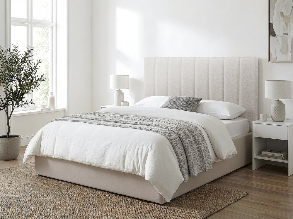 Cabecero de tela texturizada "Val Thorens" - Beige - 140 cm
