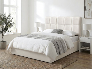 Cabecero estilo burbuja de tela gruesa "Alpe d'Huez" - 140 cm - Beige 2