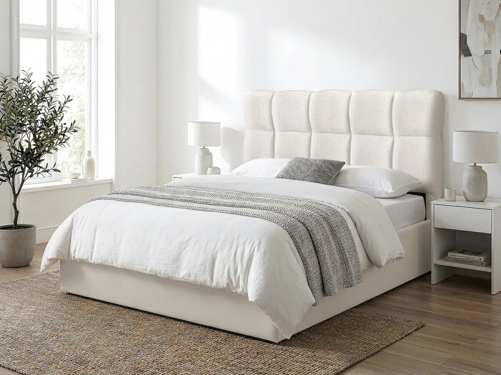 Cabecero estilo burbuja de tela gruesa "Alpe d'Huez" - 140 cm - Beige