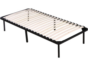 Somier de láminas + pies - 90 x 190 cm - 20 listones - Negro