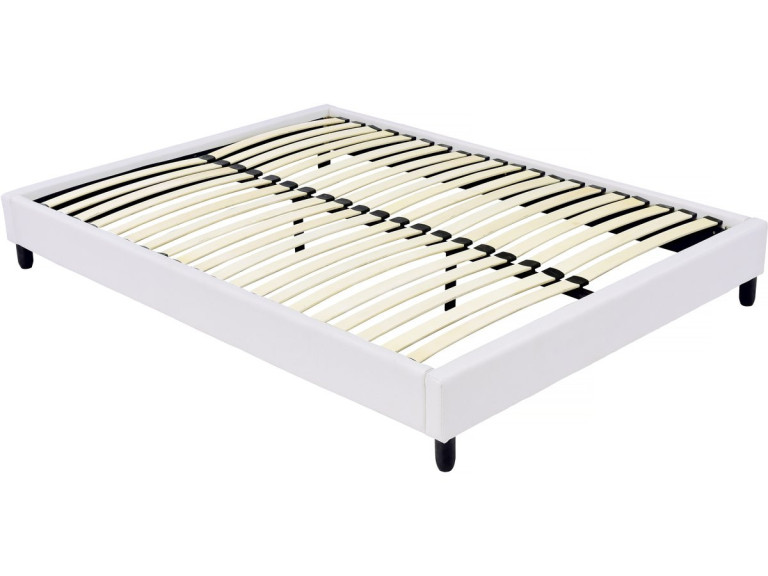 Somier de láminas tapizado - 140 x 190 cm - 20 láminas - Blanco