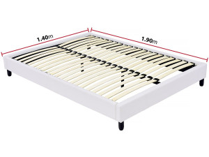 Somier de láminas tapizado - 140 x 190 cm - 20 láminas - Blanco 2