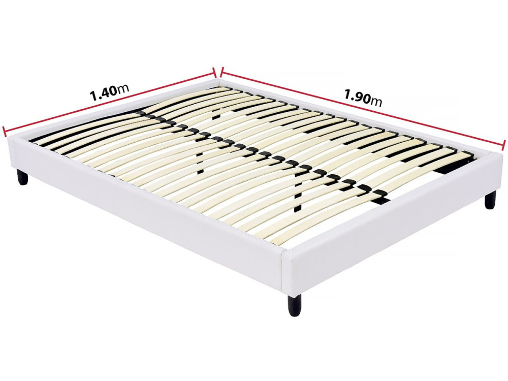 Somier de láminas tapizado - 140 x 190 cm - 20 láminas - Blanco