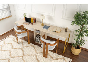 Mesa de estudio doble - 240 x 60 x 74 cm - TravertinOr 2