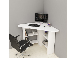 Escritorio "esquinero" de madera - 80 x 80 x 73 cm - Blanco 2