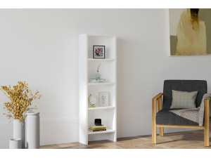 Librería de madera "Barkin" - 40 x 19 x 150 cm - Blanco 2