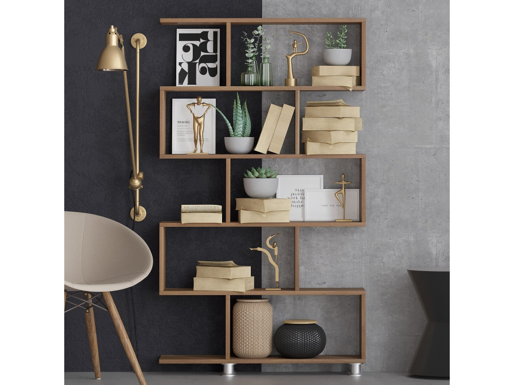 Librería de madera "Nilüfer" 90 x 20 x 156 cm - Nogal