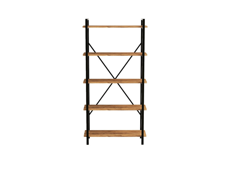 Librería de madera "Nero" - 90 x 33 x 180 cm - Pino AtlánticoNegro