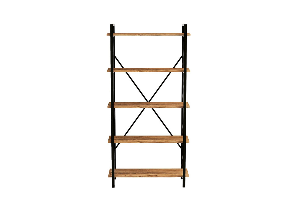 Librería de madera "Nero" - 90 x 33 x 180 cm - Pino AtlánticoNegro