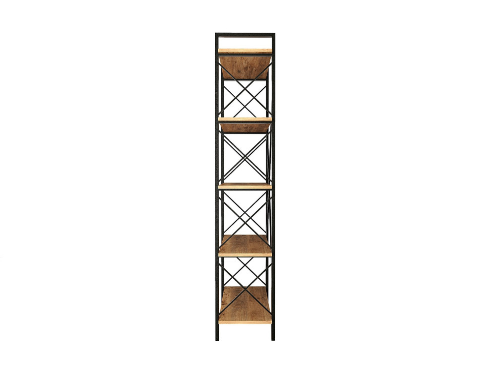 Librería de madera "Nero" - 90 x 33 x 180 cm - Pino AtlánticoNegro