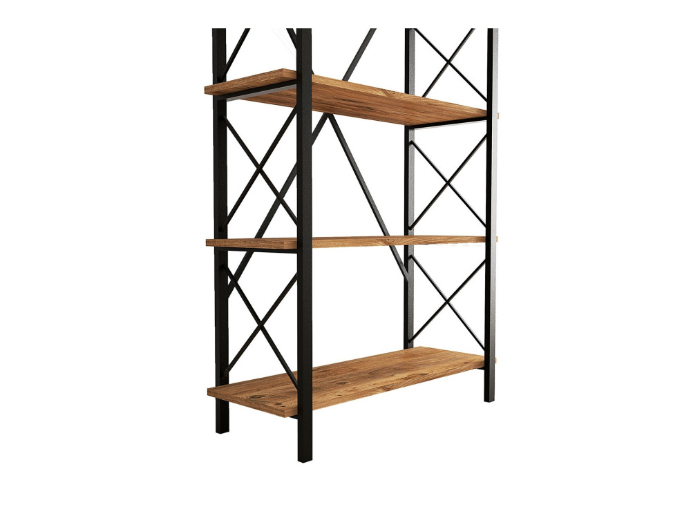 Librería de madera "Nero" - 90 x 33 x 180 cm - Pino AtlánticoNegro