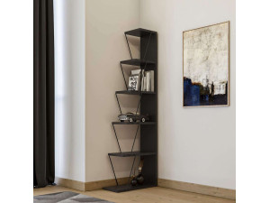 Librería de madera "Melinos" - 50 x 22 x 150 cm - Gris antracita 2