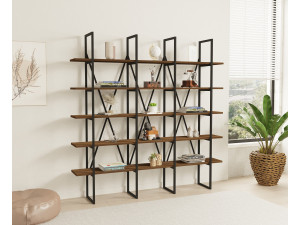 Librería de madera "Beylerbeyi" - 160 x 26 x 160 cm - NogalNegro 2