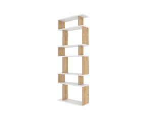 Librería de madera "Bates" - 60 x 19 x 160 cm - Roble blanco