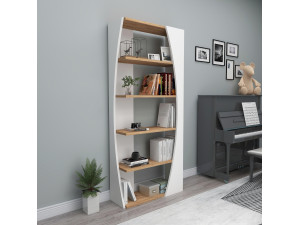 Librería de madera "Selge" - 63 x 23 x 150 cm - Pino AtlánticoBlanco 2