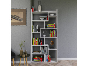 Librería de madera "Kuttap" - 90 x 22 x 182 cm - Blanco 2