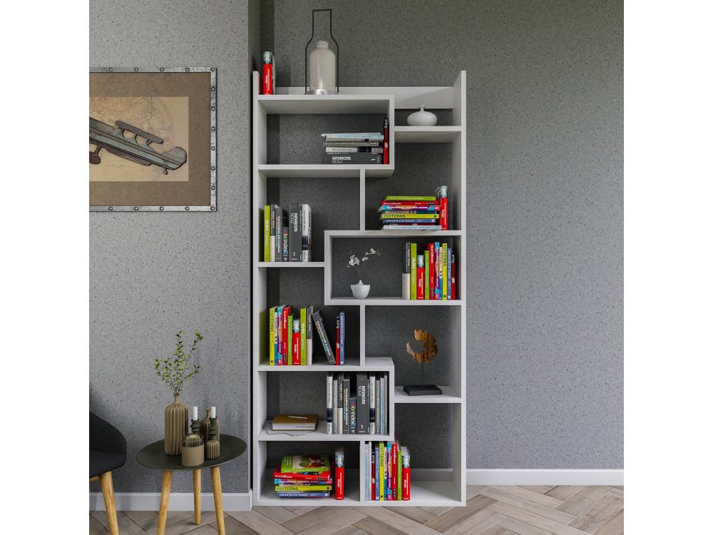 Librería de madera "Kuttap" - 90 x 22 x 182 cm - Blanco