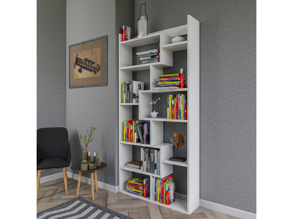 Librería de madera "Kuttap" - 90 x 22 x 182 cm - Blanco
