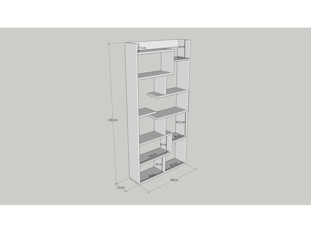 Librería de madera "Kuttap" - 90 x 22 x 182 cm - Blanco