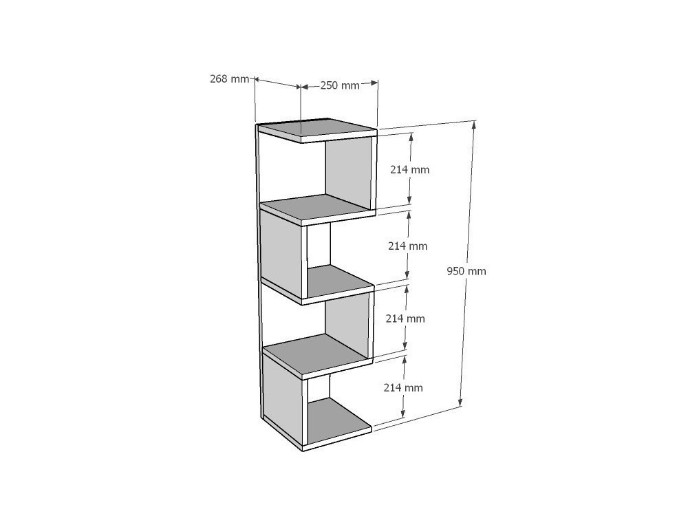 Librería de madera "Alin" - 27 x 25 x 95 cm - Blanco