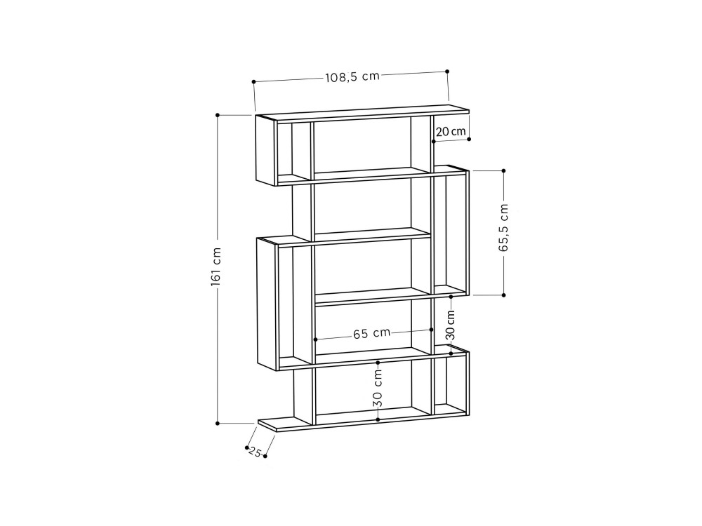 Librería de madera "Mito" 110 x 25,5 x 161 cm - Blanco