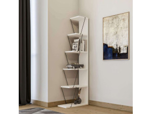 Librería de madera "Ayder" - 50 x 22 x 150 cm - Blanco 2