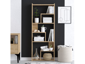 Librería de madera "Megg" - 60 x 15 x 150 cm - Roble 2
