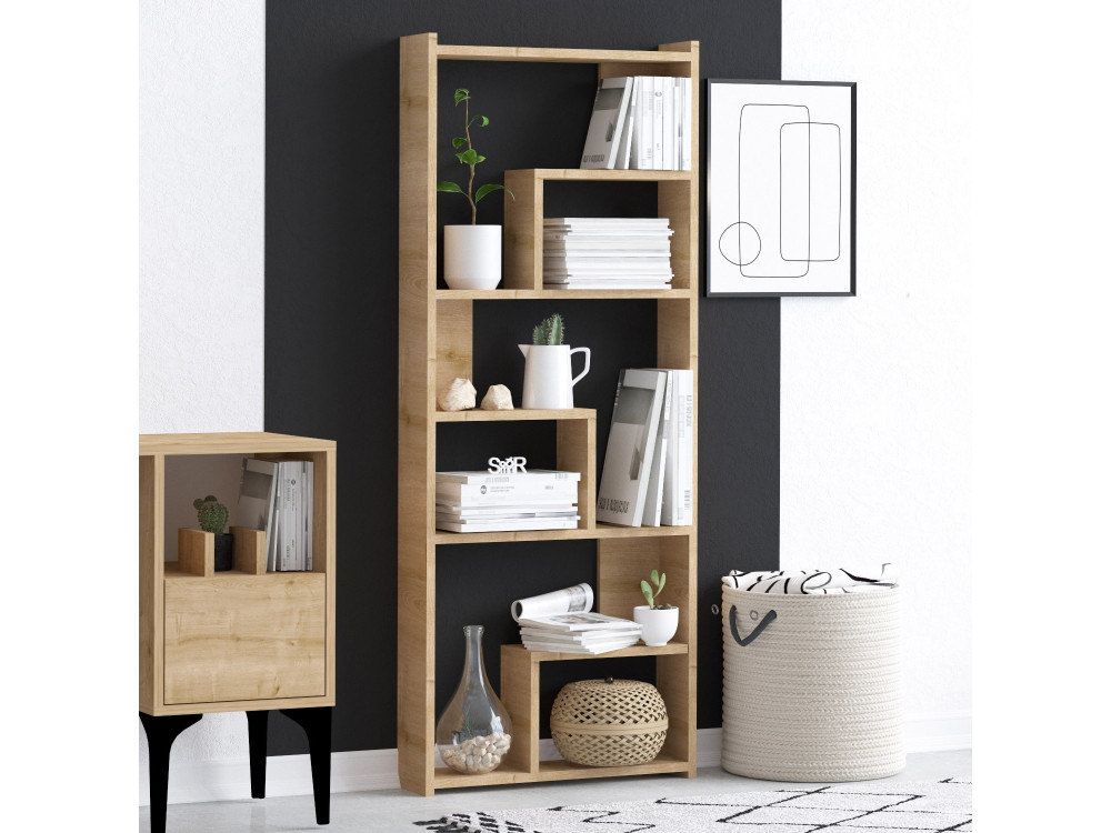 Librería de madera "Megg" - 60 x 15 x 150 cm - Roble