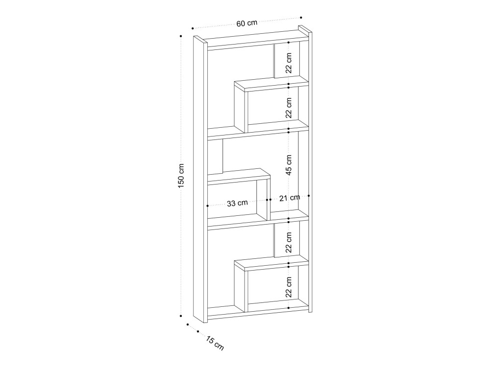 Librería de madera "Megg" - 60 x 15 x 150 cm - Roble
