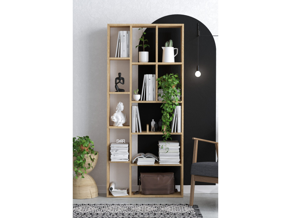Librería de madera "Demios" - 75 x 18 x 170 cm - Roble zafiro
