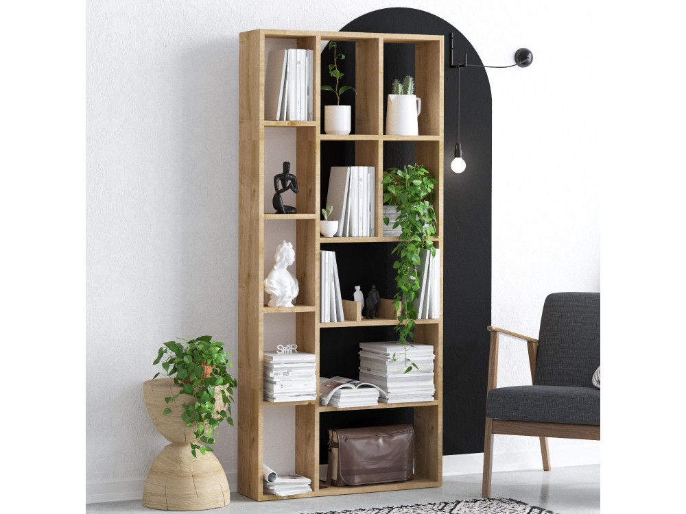 Librería de madera "Demios" - 75 x 18 x 170 cm - Roble zafiro