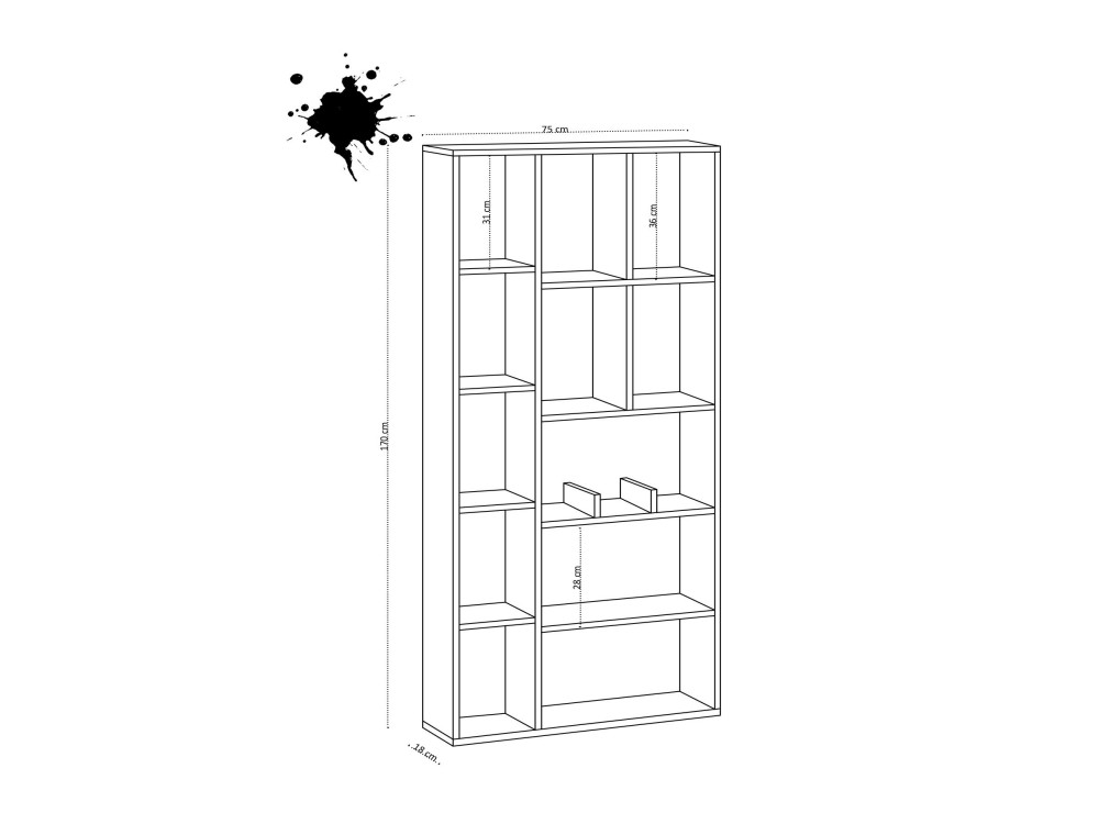 Librería de madera "Demios" - 75 x 18 x 170 cm - Roble zafiro