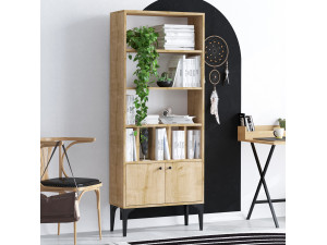 Librería de madera "Pollux" - 60 x 30 x 175 cm - Roble zafiro 2