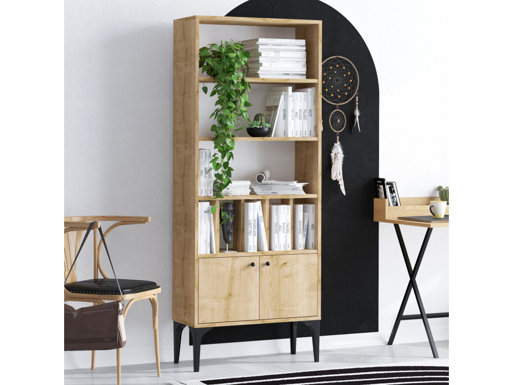 Librería de madera "Pollux" - 60 x 30 x 175 cm - Roble zafiro