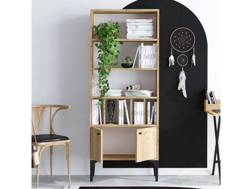 Librería de madera "Pollux" - 60 x 30 x 175 cm - Roble zafiro
