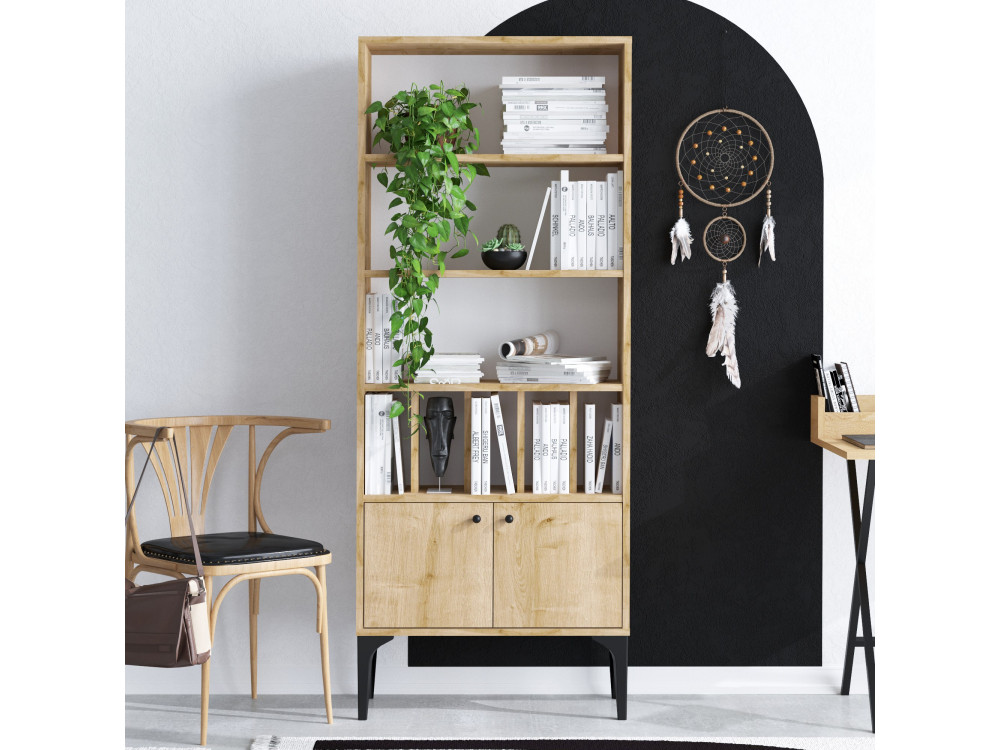 Librería de madera "Pollux" - 60 x 30 x 175 cm - Roble zafiro