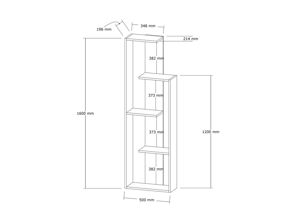 Librería de madera "Wand" - 50 x 19 x 160 cm - Blanco